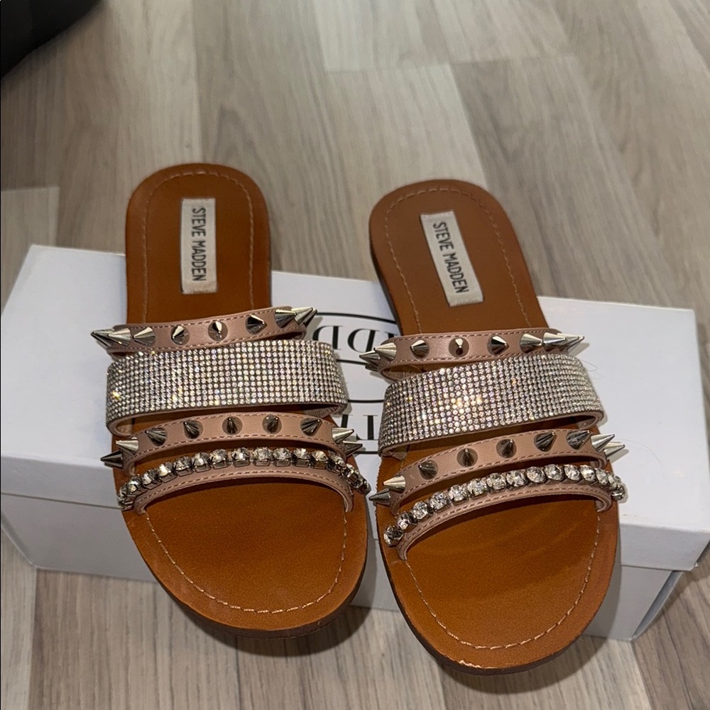 Steve Madden Tan Embellished Sandals
